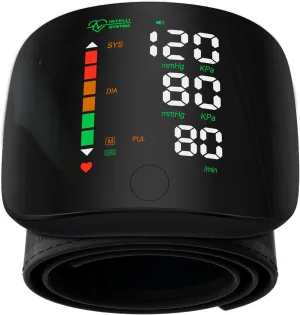 Wrist Blood Pressure Monitor Led Display, Touch Screen Wrist Blood Pressure Cuff 99x2 Reading Memory Wrist Bp Monitor with Carrying Case(Black)