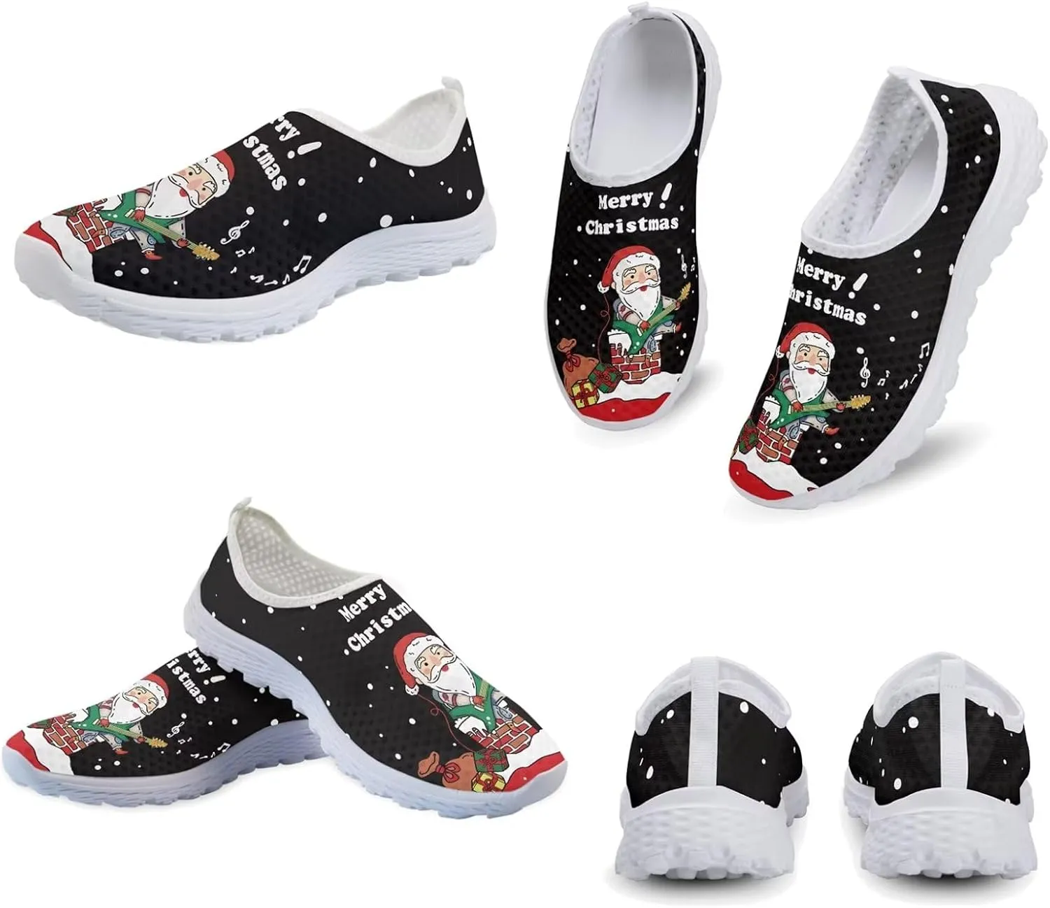 Xpyiqun Christmas Shoes Women Casual Slip On Sneakers Xmas Walking Tennis Shoe Loafers