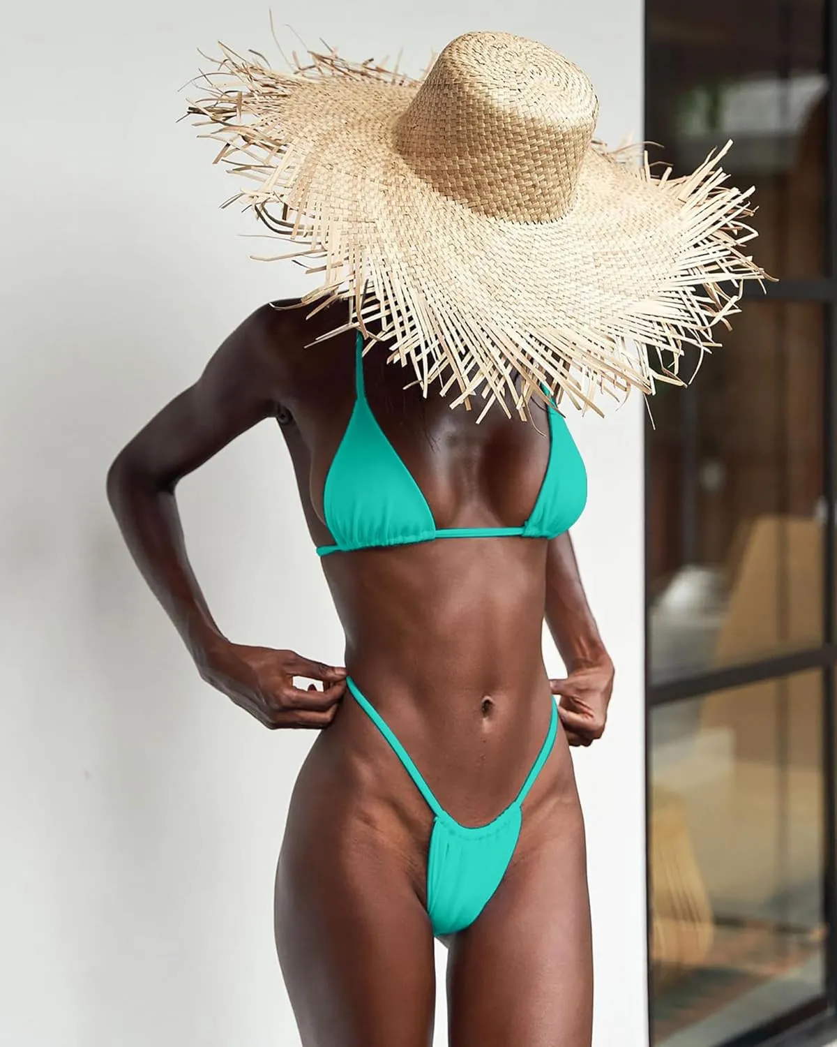 XUNYU Thong Bikini Sets for Women - Brazilian Micro String Bikinis Sexy Two Piece Swimsuit Triangle Top Halter Bathing Suits