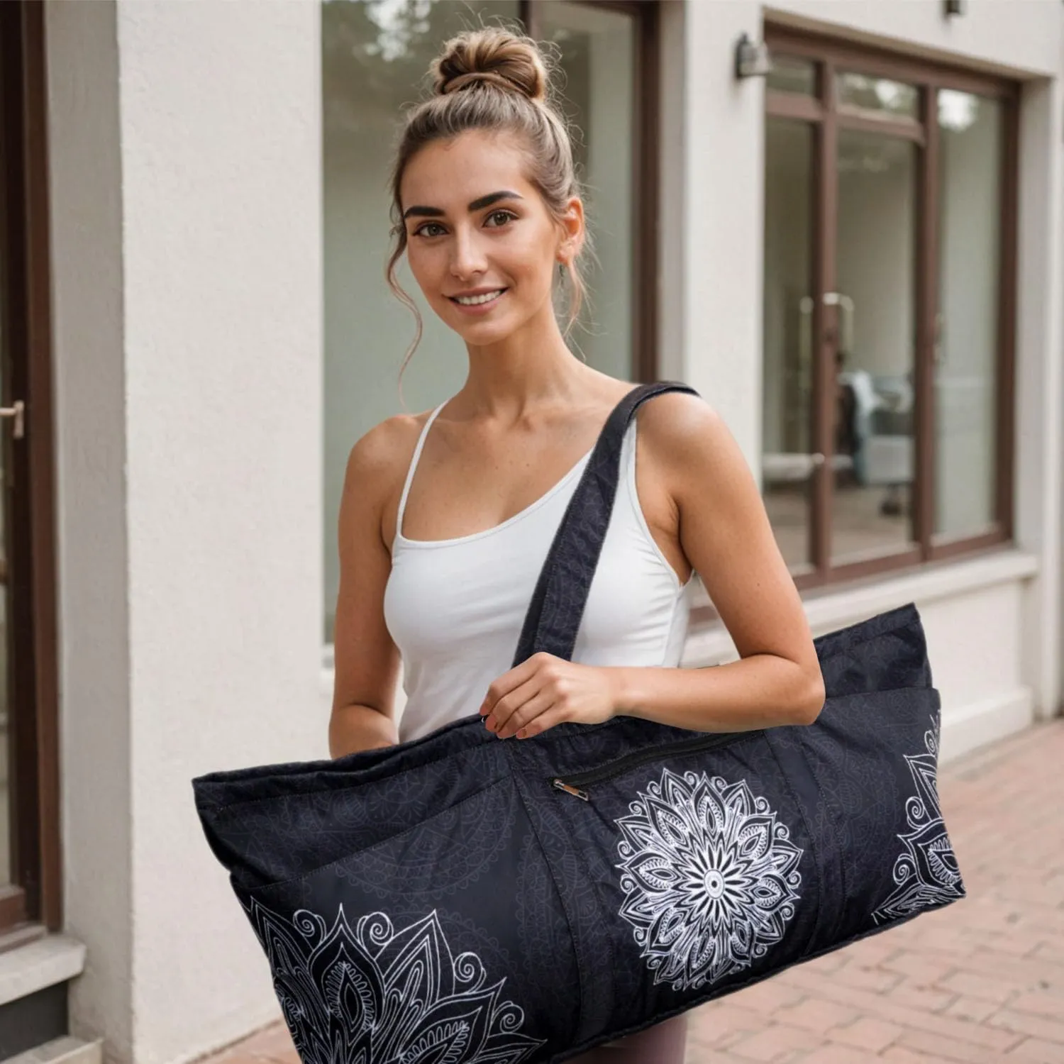 Yoga Mat Bag Yoga Mat Carrier with Shoes Compartment & Wet Pocket Pilates Bag with Zipper Pockets & Yoga Mat Holder Strap Yoga Bags and Carriers Fits All Your Stuff