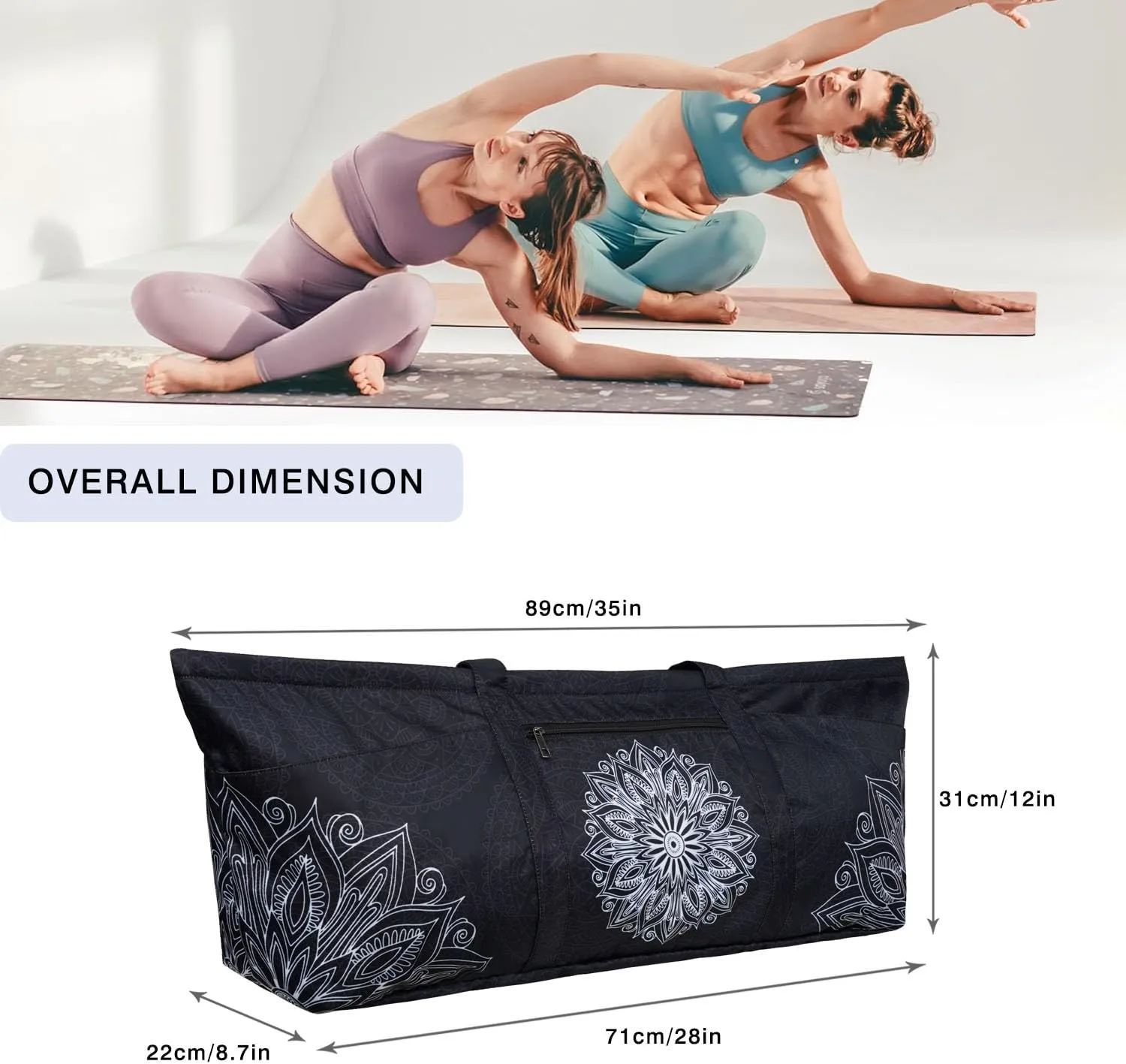 Yoga Mat Bag Yoga Mat Carrier with Shoes Compartment & Wet Pocket Pilates Bag with Zipper Pockets & Yoga Mat Holder Strap Yoga Bags and Carriers Fits All Your Stuff