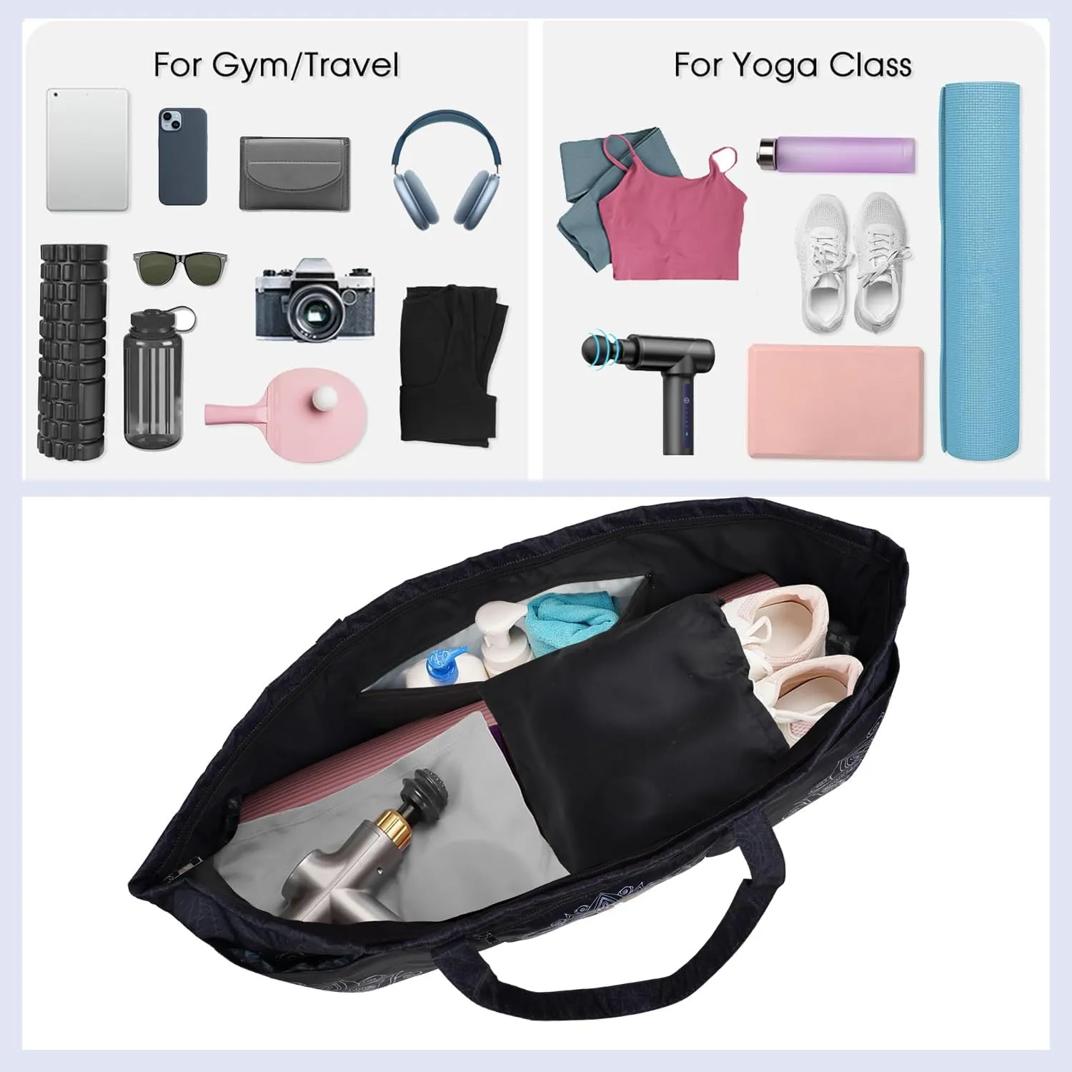 Yoga Mat Bag Yoga Mat Carrier with Shoes Compartment & Wet Pocket Pilates Bag with Zipper Pockets & Yoga Mat Holder Strap Yoga Bags and Carriers Fits All Your Stuff