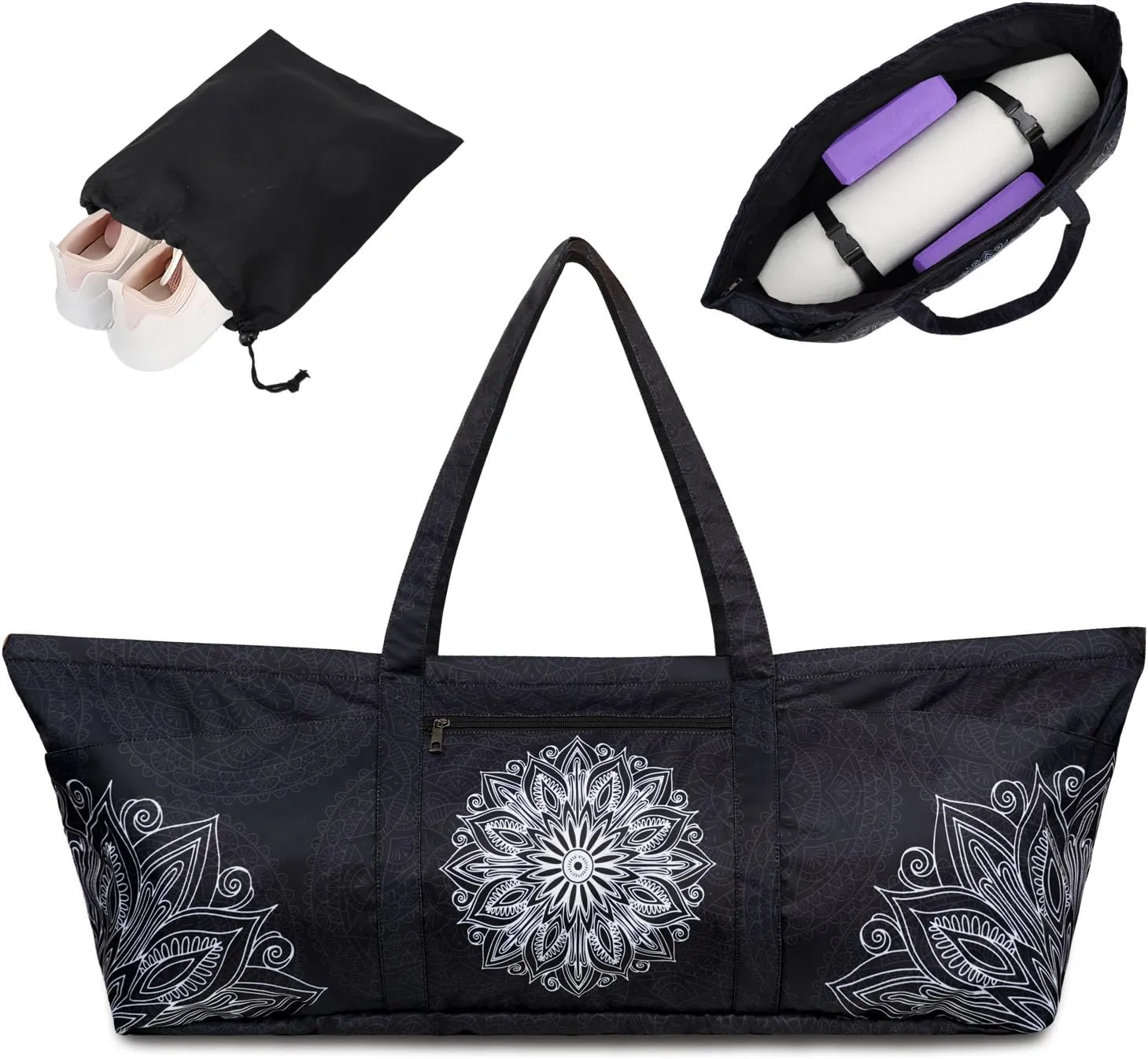 Yoga Mat Bag Yoga Mat Carrier with Shoes Compartment & Wet Pocket Pilates Bag with Zipper Pockets & Yoga Mat Holder Strap Yoga Bags and Carriers Fits All Your Stuff