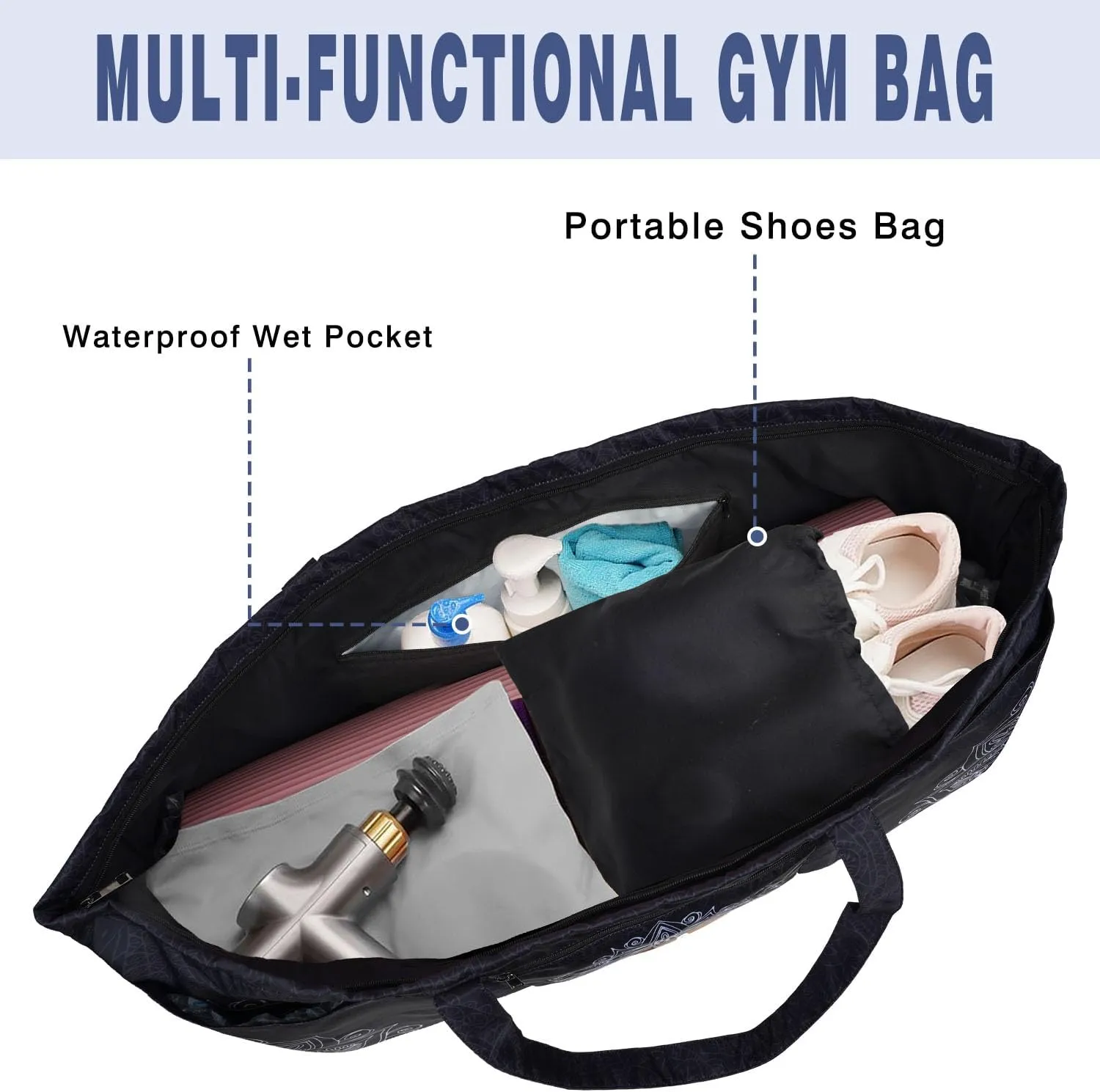 Yoga Mat Bag Yoga Mat Carrier with Shoes Compartment & Wet Pocket Pilates Bag with Zipper Pockets & Yoga Mat Holder Strap Yoga Bags and Carriers Fits All Your Stuff