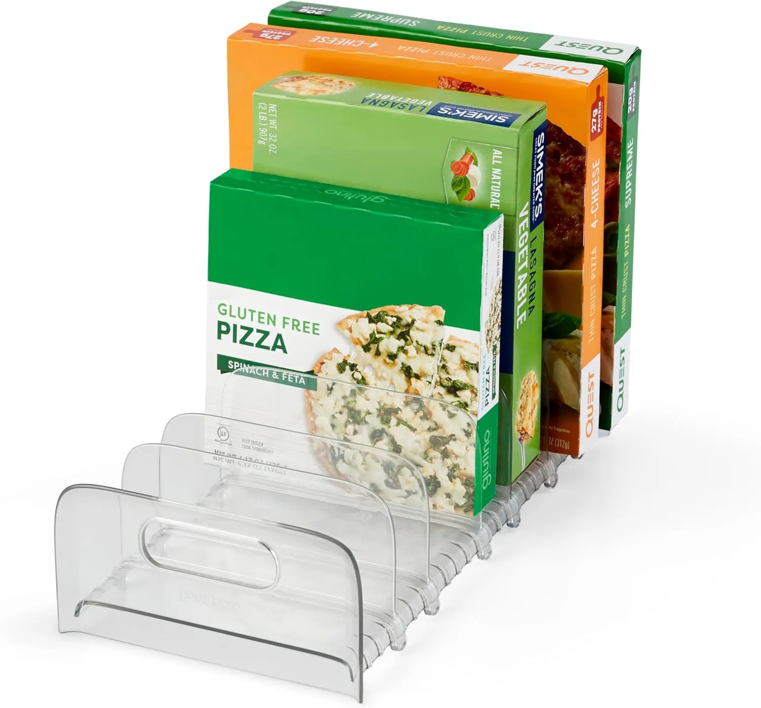YouCopia FreezeUp Freezer Rack 15" BPA-Free Fridge Organizer with Adjustable Dividers and Handles for Frozen Food Box and Meal Storage, Clear