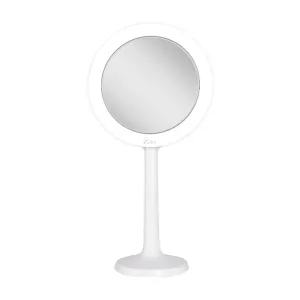 Zadro 7" Lighted Makeup Mirror with Magnification 8X/1X Suction Cup Wall Mounted Makeup Mirror 3-Color LED Travel Mirror